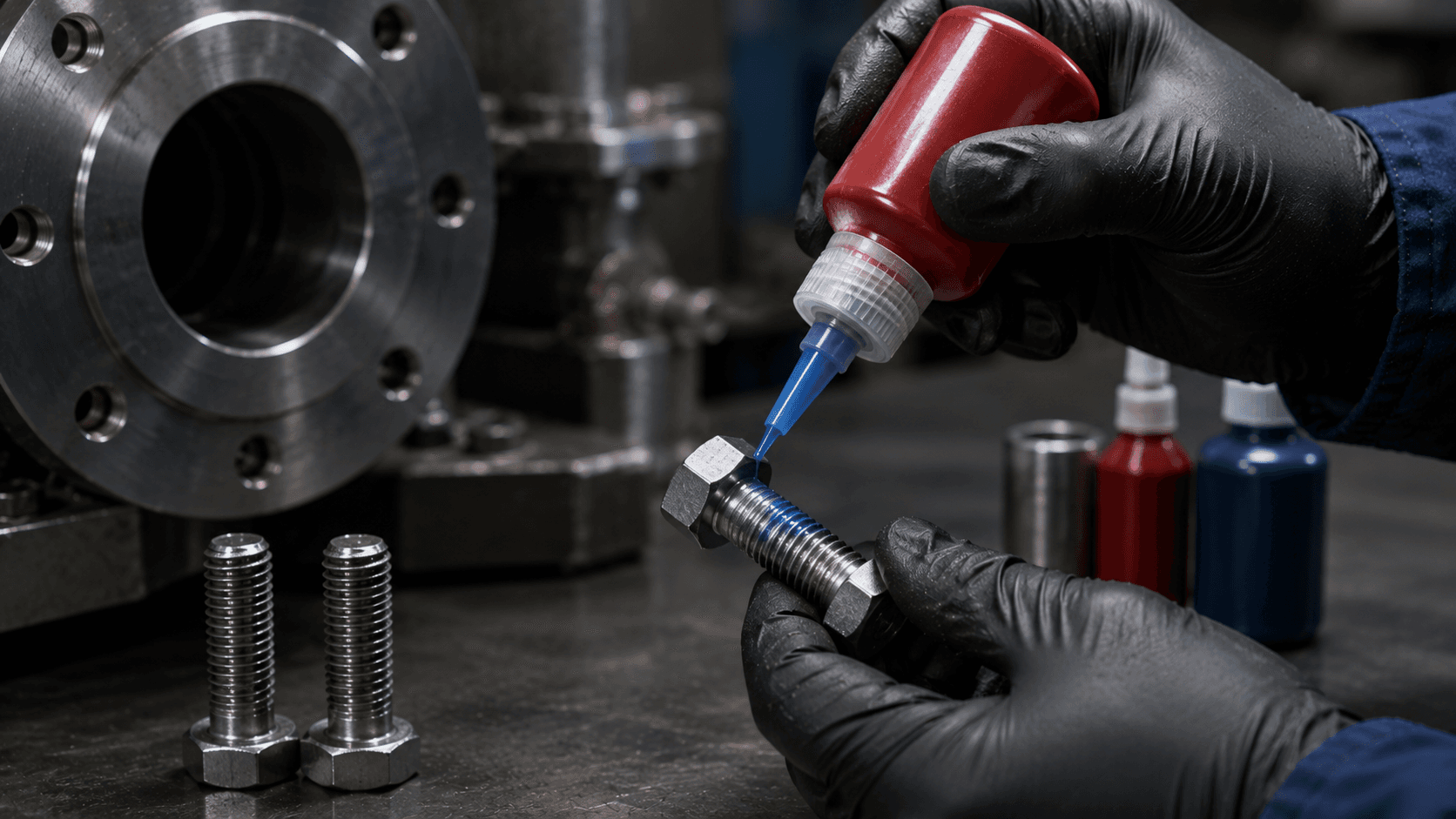 Aplicación de sellador anaeróbico en pernos industriales